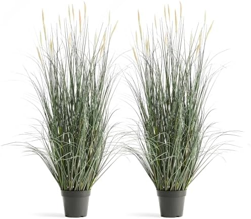Faux 4ft Horsetail Reed Grass with Pink Spikes 2-Pack