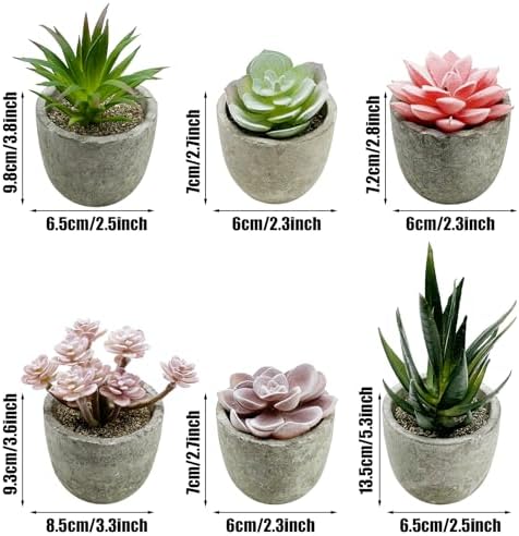 Cayway 6PCS Artificial Succulent Plants Indoor Decor