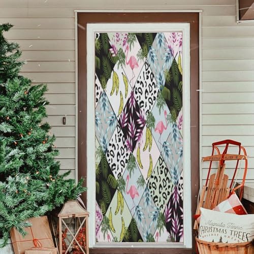 Susiyo Abstract Tropical Christmas Door Cover Decoration 32x79 in