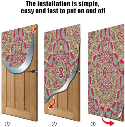 Susiyo Red Vintage Halloween Door Cover Stretch Fabric Door Decor for Home Parties and Holidays