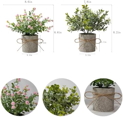 LESING 4 Pack Mini Artificial Potted Plants for Home Office Decor