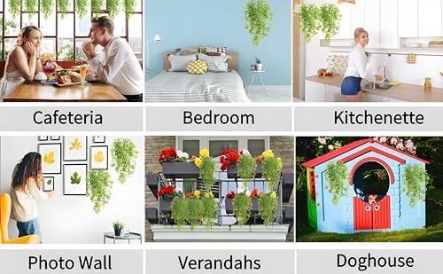 2Pcs Artificial Hanging Plants Fake Plants for Decor Greenery Vine Rattan