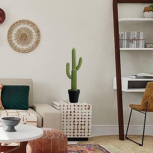Momoplant Artificial Cactus Plant 24 Inch Tall with Black Planter