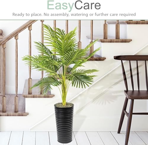 4 ft Artificial Palm Tree in Black Metal Pot