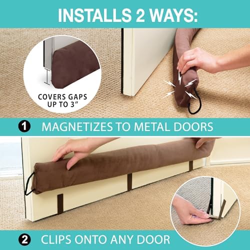 StayPut Door Draft Stopper Insulating Device 2 Ways - 36 Inch Brown