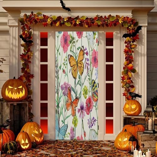 Susiyo Cute Butterflies Halloween Door Cover Stretch Fabric 32x79 In