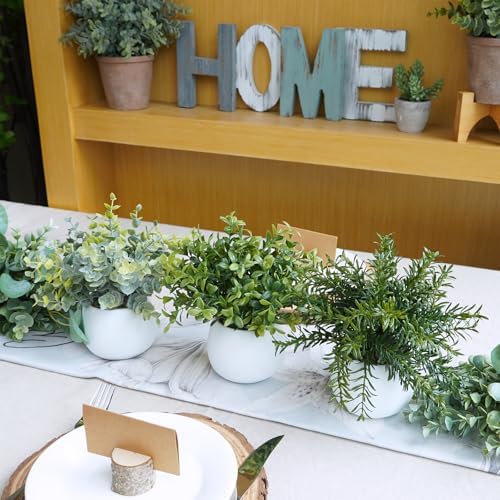 Winlyn Set of 3 Small Artificial Plants in White Concrete Pots