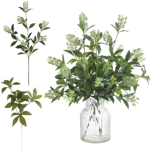 6 Pcs Artificial Eucalyptus Stems with Realistic Flower Buds and Bendable Stems for Home Decor