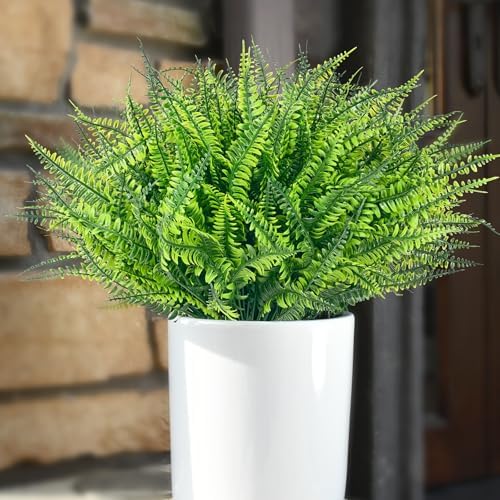 Waipfaru 24 Bundle Artificial Boston Ferns for Indoor Outdoor Decor