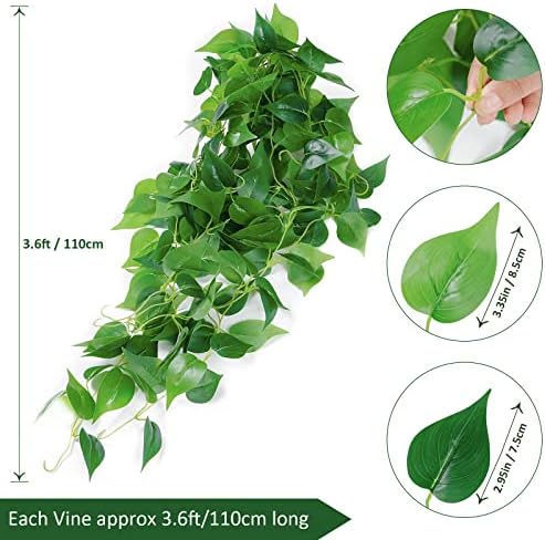 SOMYTING Artificial Hanging Plants 2pcs Faux Ivy Vines Greenery Decor