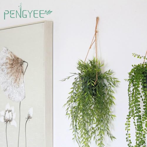 3 Packs Fake Hanging Plants with Pots and Twines for Wall Decor