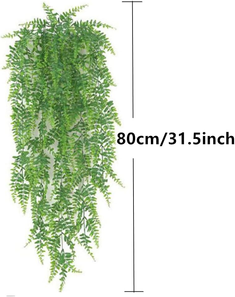 YYaaloa Artificial Hanging Plants 2-Pack Boston Fern Greeny Chain Decor