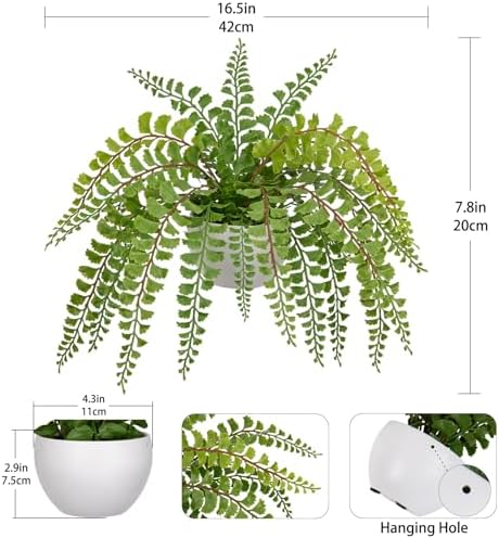 Hollyone Artificial Fern Potted Plant Indoor Outdoor