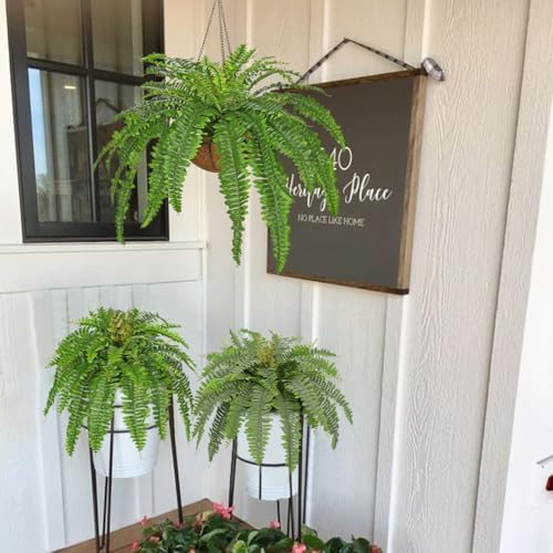 GnFlus Fake Hanging Plants Large Boston Fern Artificial Plants Outdoor Decor