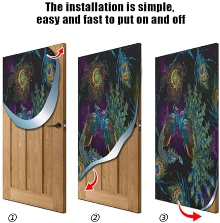 Susiyo Embroidery Peacock Halloween Door Cover 32x79 in