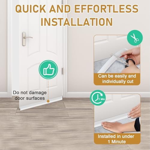 Joaercs Draft Stopper 2 Pack Door Sweep Seal Strip