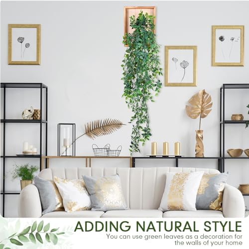 2 Pack Artificial Hanging Mandala Plants with Wooden Frames