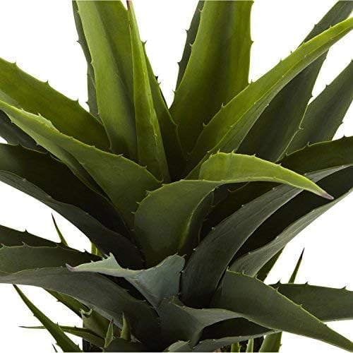 Nearly Natural Agave Artificial Plant with Black Planter