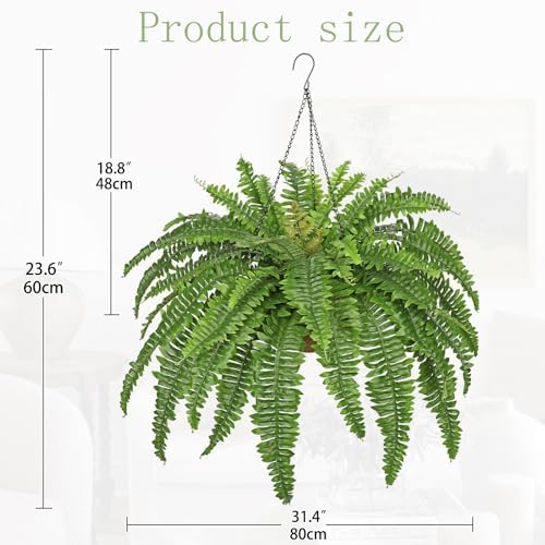 GnFlus Fake Hanging Plants Large Boston Fern Artificial Plants Outdoor Decor