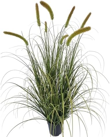 4ft Tall Artificial Grass Plant with Silk Flowers in Pot