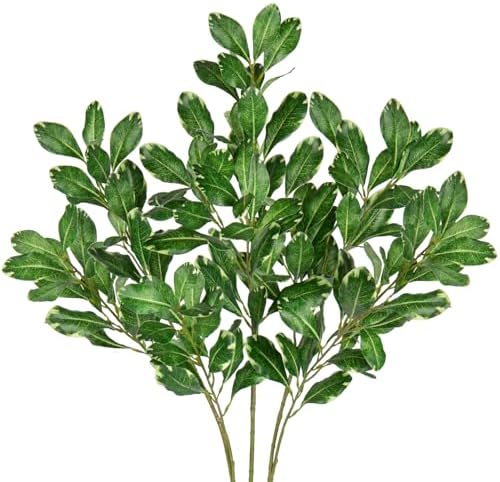 3PCS Artificial Greenery Stems 315 Inch Faux Pittosporum Leaves for Vase and Floral Arrangements