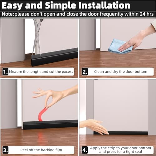 ESUFEIR 78 Inch Under Door Draft Stopper Black