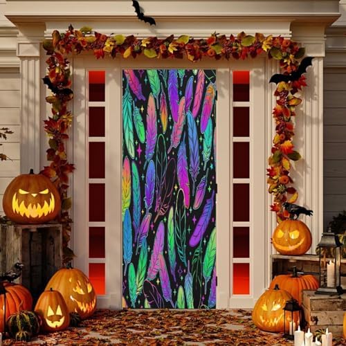 Susiyo Multicolored Bird Feather Halloween Door Cover