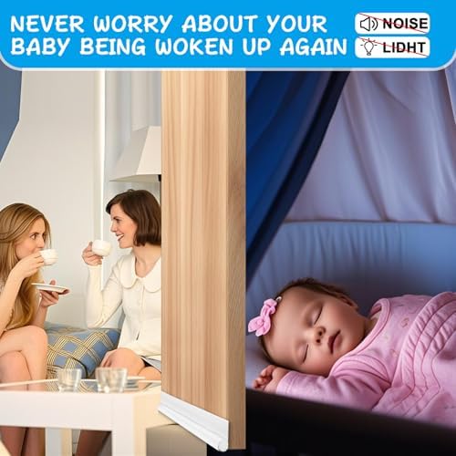 Adjustable Door Draft Stopper 36 Inch White Noise Blocker and Bottom Seal Strip