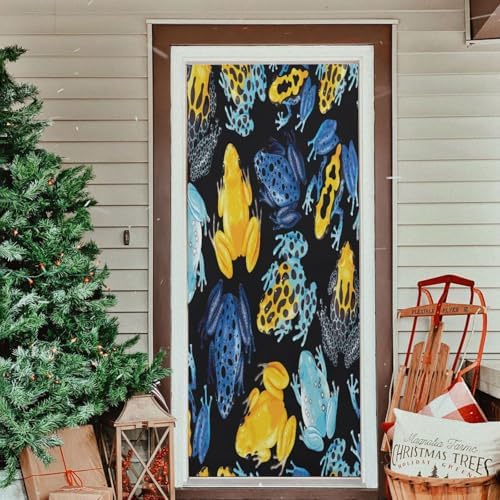 Vivid Tropical Frogs Halloween Door Cover 32x79 in