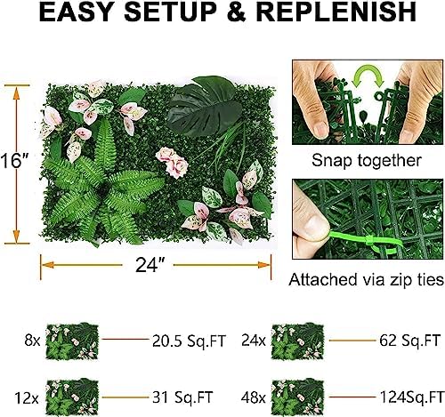 Kameiou 16x24 Inch Artificial Green Wall Panel with Privacy Fence Decor
