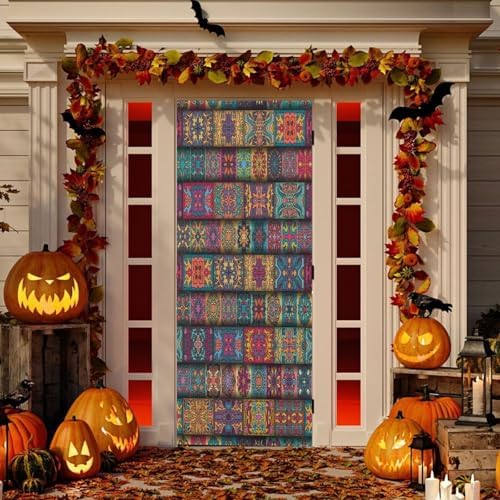 Susiyo Colorful Halloween Door Cover Stretch Fabric 32x79 in