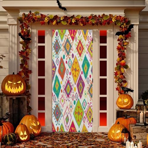 Susiyo Hand Drawn Ethnic Halloween Door Cover 32x79in