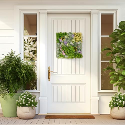 Giantex 2 Pack Hanging Artificial Plants Panels 20x20 Square Framed 3D Greenery Wall Art Decor
