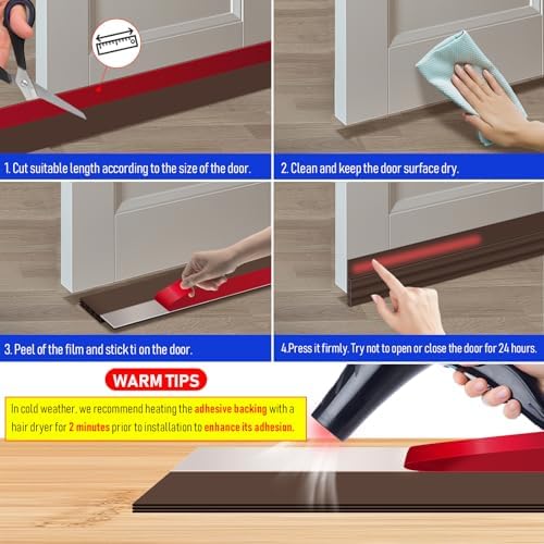 Premium Door Draft Stopper 2x78 Inch Brown