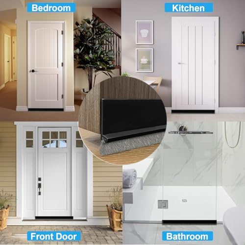 2 PCS Door Draft Stoppers with Brush Soundproof Seal for Doors
