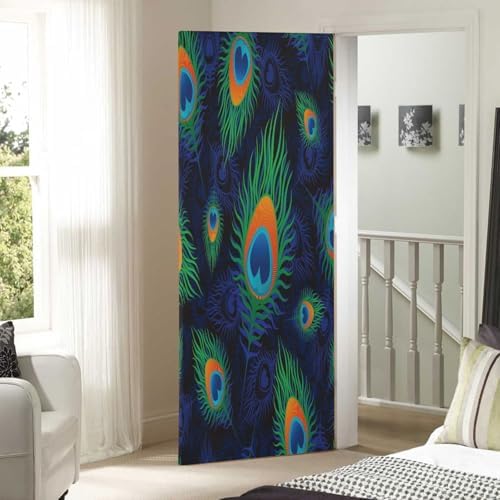 Susiyo Colorful Peacock Door Cover Halloween Decoration 32x79 in