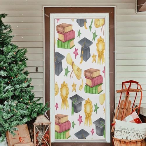Susiyo Graduation Cap Stars Halloween Door Cover Stretch Fabric Backdrop