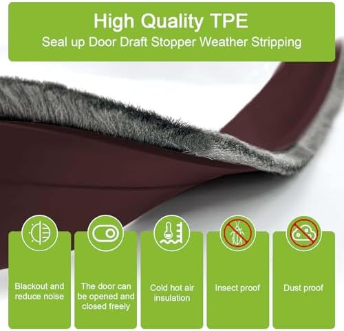 2 pcs Door Sweep Brush Draft Stopper for Bottom Under Door Bug and Dust Blocker 2 W x 39 L Brown