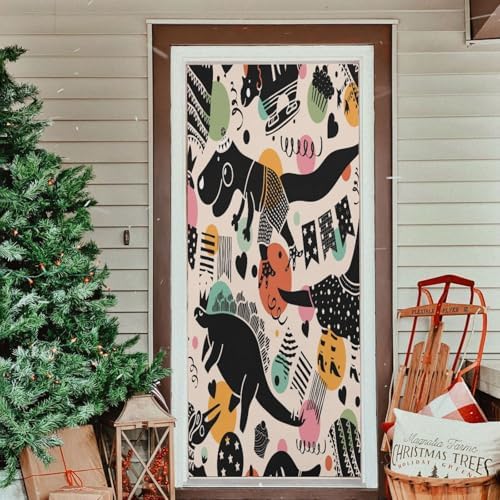 Susiyo Black Dinosaur Halloween Door Cover 32x79 in