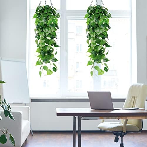 SOMYTING Artificial Hanging Plants 2pcs Faux Ivy Vines Greenery Decor