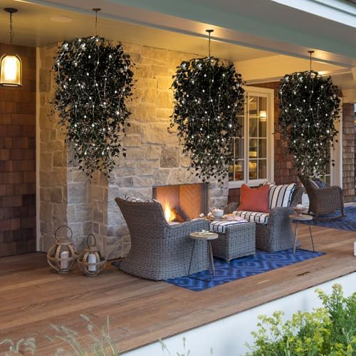 RECUTMS Artificial Hanging Plants with Lights 4Pcs Set