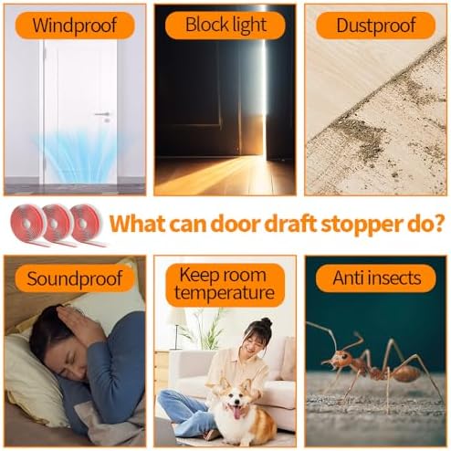 3 Pack Door Draft Stopper Weather Stripping Seal