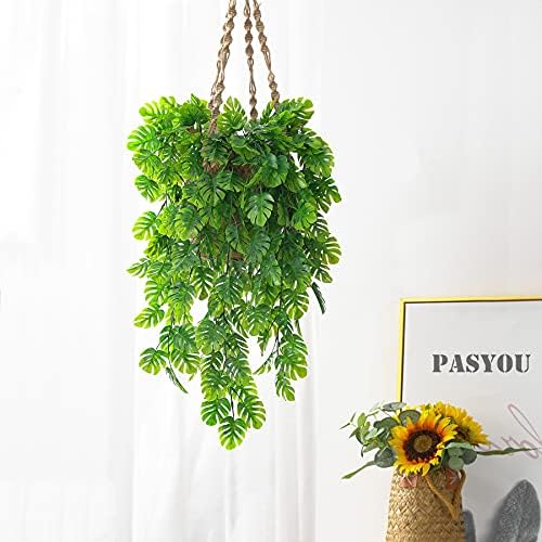 PASYOU Artificial Hanging Plants Fake Monstera Vines for Home Decor