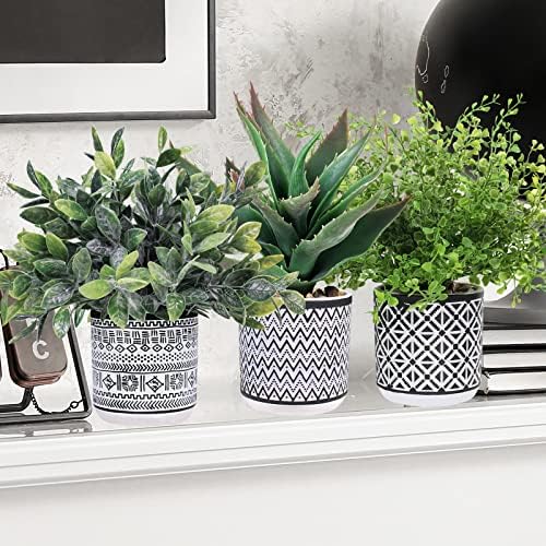 Winlyn Set of 3 Assorted Faux Plants in Geometric Pots