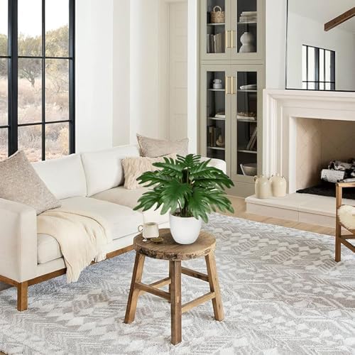 Hollyone Faux Monstera Artificial Plant in White Pot for Indoor Outdoor Decor