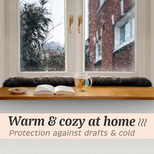Praknu Draft Stopper for Window Sill 47 Inches Gray