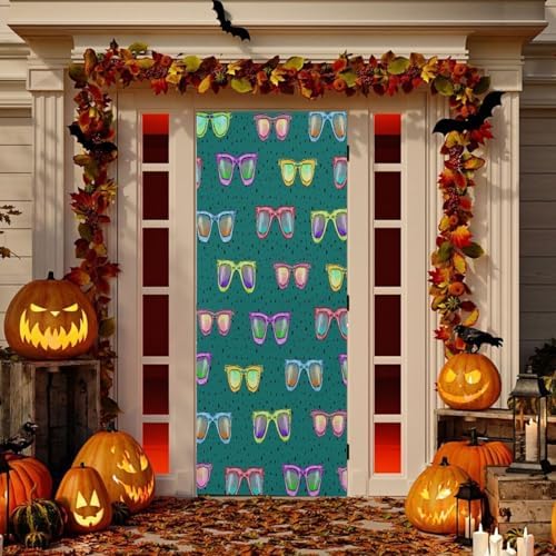 Susiyo Watercolor Green Halloween Door Cover