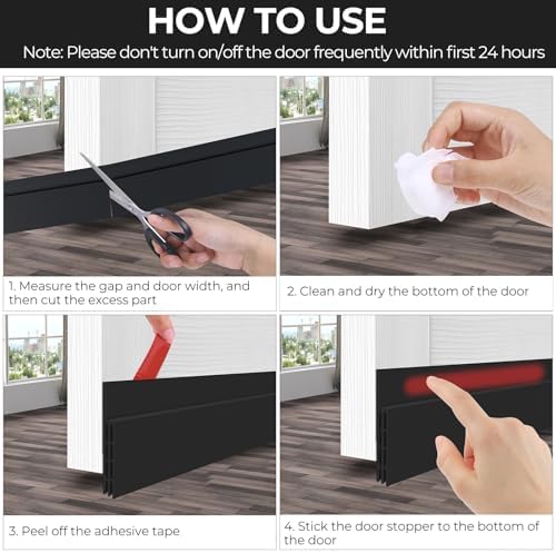 Ohuhu Door Draft Stopper Weather Strip 39 L x2 W Black