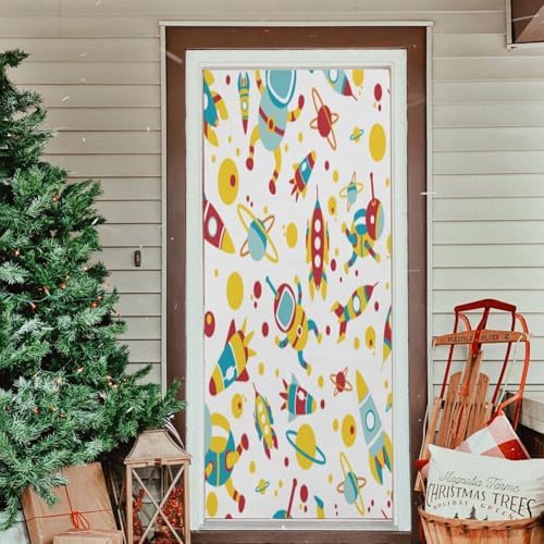 Susiyo Cartoon Spaceship Halloween Door Cover Stretch Fabric 32x79 in