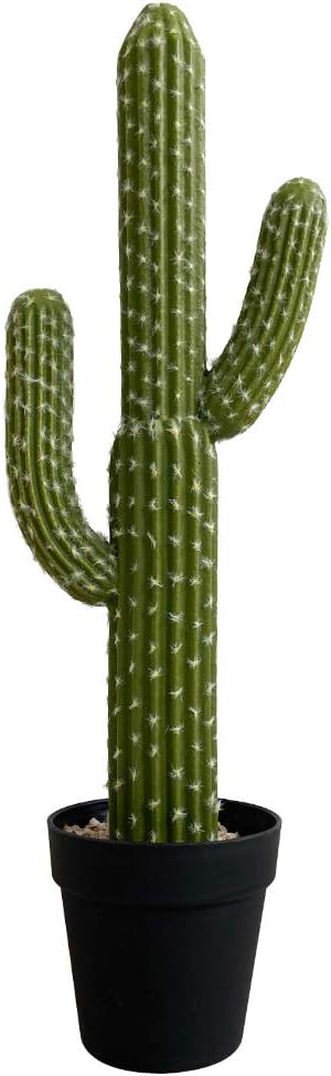 Momoplant Artificial Cactus Plant 24 Inch Tall with Black Planter